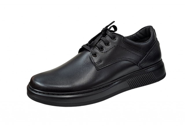 Pantofi barbati casual din piele naturala, negru, Ciucaleti Inacalaminte, RS2N